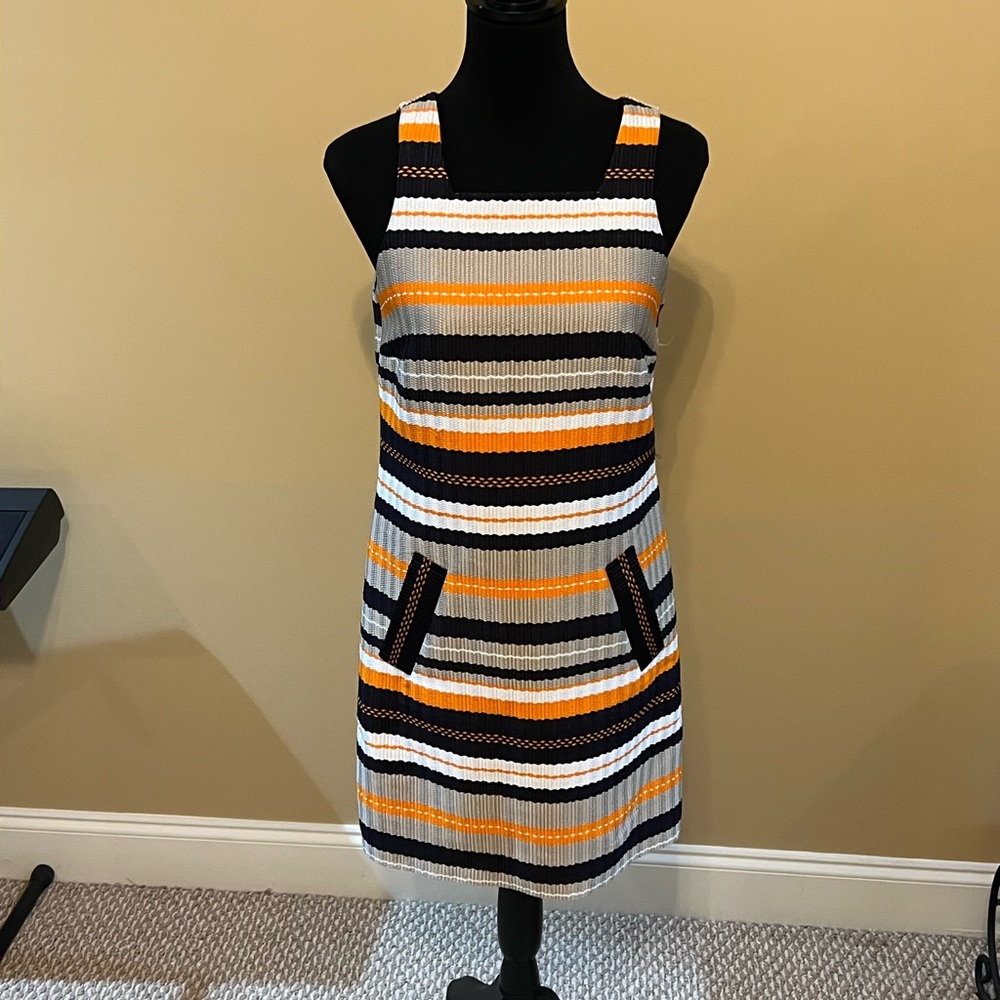 Trina Turk size 4 orange & navy Sleeveless Sundress
